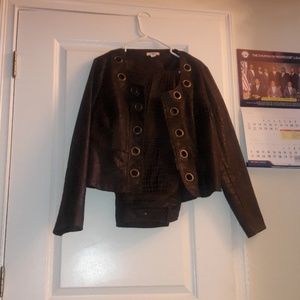 Leather jacket with matching pants